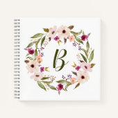 Bohemisches Blumenmuster-Monogramm Notizblock (Vorderseite)