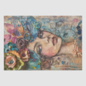 Bohemisches Blumenmuster-Portrait, Decoupage Colla Seidenpapier (Vorderseite)
