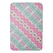 Bohemisches Blumenmuster Watercolor-Mosaik Badematte (Vorderseite Vertikal)