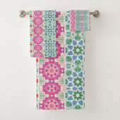 Bohemisches Blumenmuster Watercolor-Mosaik Badhandtuch Set (Insitu)
