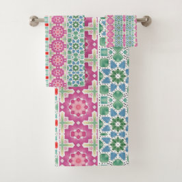 Bohemisches Blumenmuster Watercolor-Mosaik Badhandtuch Set