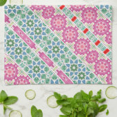 Bohemisches Blumenmuster Watercolor-Mosaik Geschirrtuch (Gefaltet)