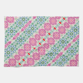 Bohemisches Blumenmuster Watercolor-Mosaik Geschirrtuch (Horizontal)