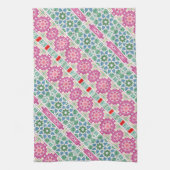 Bohemisches Blumenmuster Watercolor-Mosaik Geschirrtuch (Vertikal)