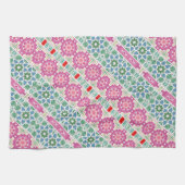 Bohemisches Blumenmuster Watercolor-Mosaik Geschirrtuch (Horizontal)