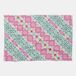 Bohemisches Blumenmuster Watercolor-Mosaik Geschirrtuch