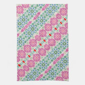 Bohemisches Blumenmuster Watercolor-Mosaik Geschirrtuch (Vertikal)