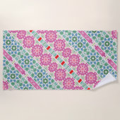 Bohemisches Blumenmuster Watercolor-Mosaik Strandtuch (Vorderseite)