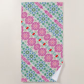 Bohemisches Blumenmuster Watercolor-Mosaik Strandtuch (Vorderseite)