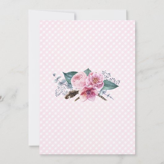 Bohemisches Blumenrosa Twin Baby Girls Dusche Einladung (Rückseite)