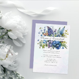 Bohemisches Blumenviolet Wasserfarben Florals Hoch Einladung