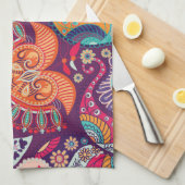 Bohemisches Boho MOD Hippy Chic-Blumen-Muster Küchentuch (Viertel Falte)