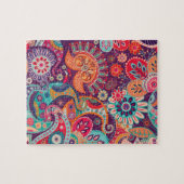 Bohemisches Boho MOD Hippy Chic-Blumen-Muster Puzzle (Horizontal)