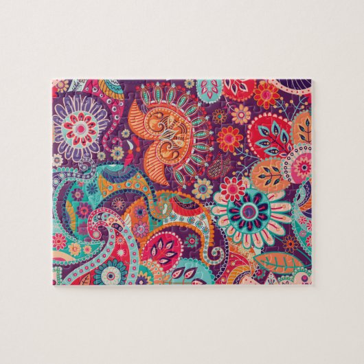 Bohemisches Boho MOD Hippy Chic-Blumen-Muster Puzzle (Horizontal)