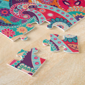 Bohemisches Boho MOD Hippy Chic-Blumen-Muster Puzzle (Seite)