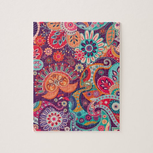 Bohemisches Boho MOD Hippy Chic-Blumen-Muster Puzzle (Vertikal)