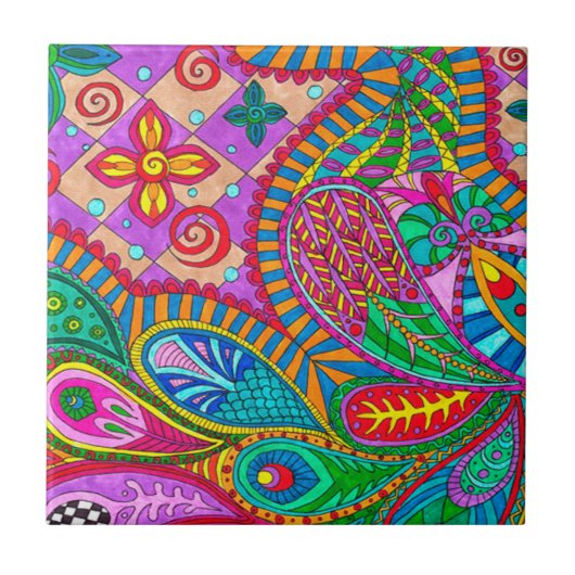 Bohemisches Boho-MOD-Muster Fliese (Vorderseite)