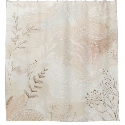 Bohemisches botanisches Blumenmuster Duschvorhang (Vorderseite)