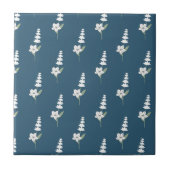 Bohemisches botanisches Muster für Navy-Floral Fliese (Vorderseite)