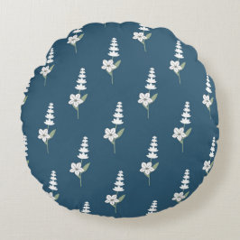 Bohemisches botanisches Muster für Navy-Floral Rundes Kissen