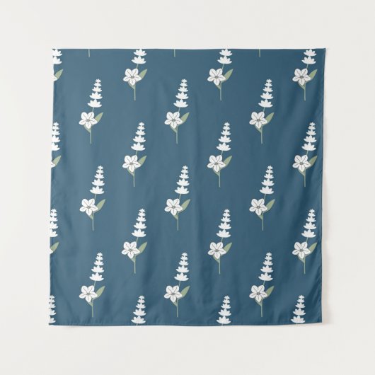 Bohemisches botanisches Muster für Navy-Floral Wandteppich (Vorderseite)