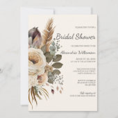 Bohemisches Bouquet & Feathers Brautparty Einladung (Vorderseite)