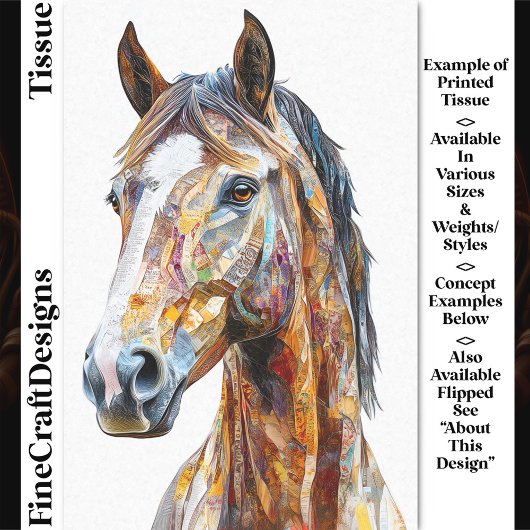 Bohemisches Collage Horse Portrait DE9L Decoupage Seidenpapier