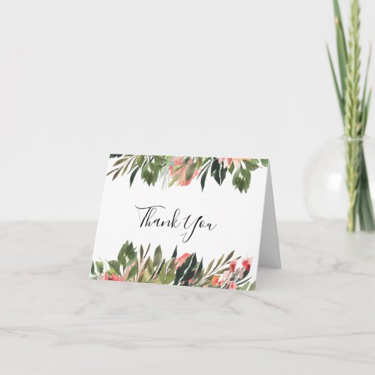 Bohemisches Coral Floral Wedding Foto Danke Karte (Vorderseite)