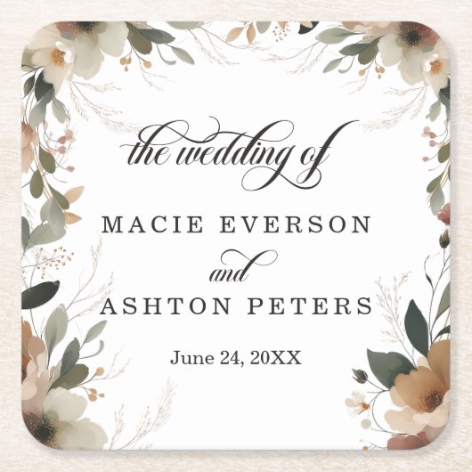 Bohemisches Cotattecore-Blumenzellenbild Rechteckiger Pappuntersetzer (Vorderseite)