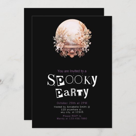 Bohemisches Crystal Ball Hexe Magick Halloween-Par Einladung (Vorne/Hinten)