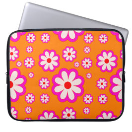 Bohemisches Daisy-Muster Rosa und orangefarbenes R Laptopschutzhülle