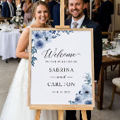 Bohemisches Dusty Blue Floral Wedding Sign Poster