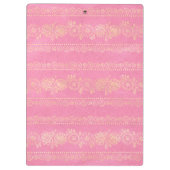 Bohemisches Einhornmuster in Rosa und Gold Klemmbrett (Rückseite)