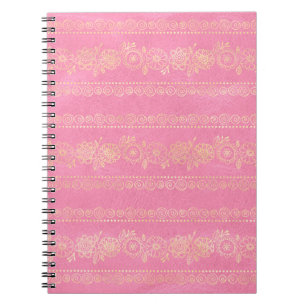Bohemisches Einhornmuster in Rosa und Gold Notizblock