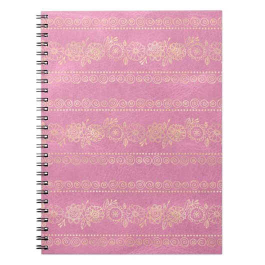 Bohemisches Einhornmuster in Rosa und Gold Notizblock (Vorderseite)