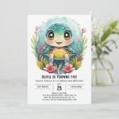 Bohemisches Elegantes Turtle Girl Geburtstag Einladung (Stehend Vorderseite)