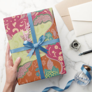 Bohemisches farbenfrohes Patchworkmuster Geschenkpapier