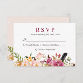 Bohemisches Feather Rustikale Floral Boho UAWG RSVP Karte
