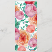 Bohemisches, feines Blumenmenü Menükarte (Rückseite)