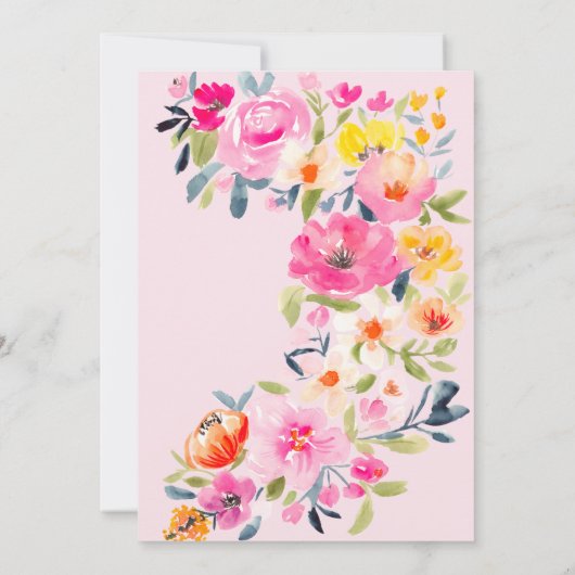 Bohemisches, fett geblümtes Brautparty Dankeskarte (Rückseite)