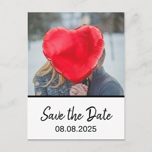 Bohemisches fett Modernes Foto Weiß Save the Date Postkarte (Vorderseite)