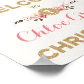 Bohemisches florales Christening Rosa und Gold Wil Poster (Ecke)