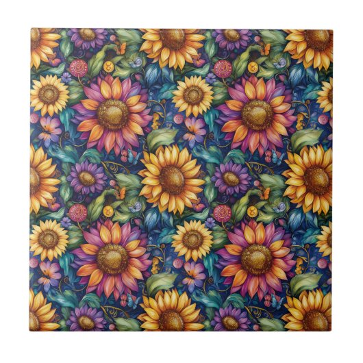 Bohemisches florales Dreamscape Fliese (Vorderseite)