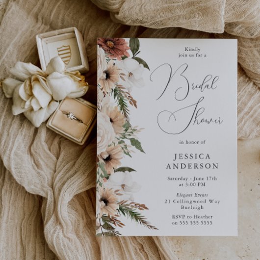 Bohemisches florales Elegance Brautparty Einladung