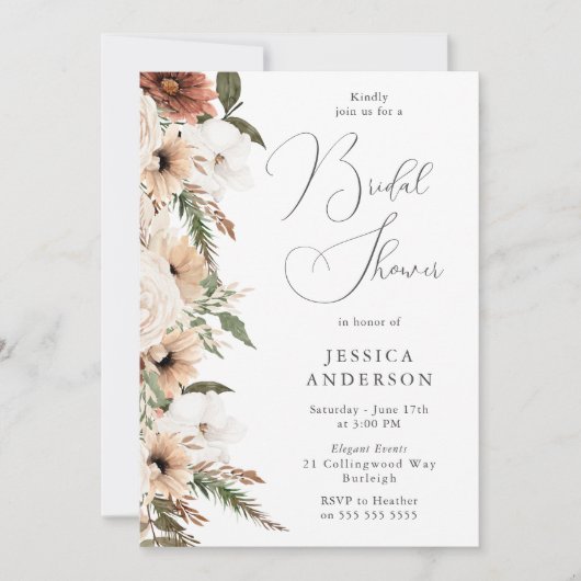 Bohemisches florales Elegance Brautparty Einladung (Vorderseite)