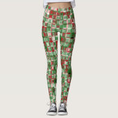 Bohemisches Funky Christmas Checkerboard-Muster Leggings (Vorderseite)