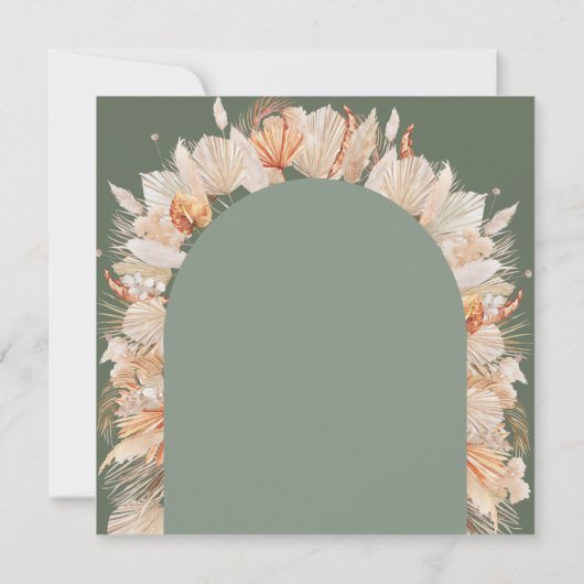 Bohemisches getrocknetes Pampasgras-Grün Einladung (Rückseite)