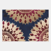 Bohemisches Gold Navy Burgundy Hand Drawn Mandala Geschenkpapier Set (Vorderseite 2)