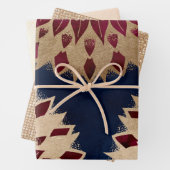 Bohemisches Gold Navy Burgundy Hand Drawn Mandala Geschenkpapier Set (Beispiel)
