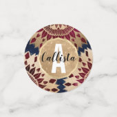 Bohemisches Gold Navy Burgundy Hand Drawn Mandala Konfetti (Klein Vorderseite)